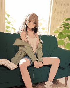 カフェで勉強女子０