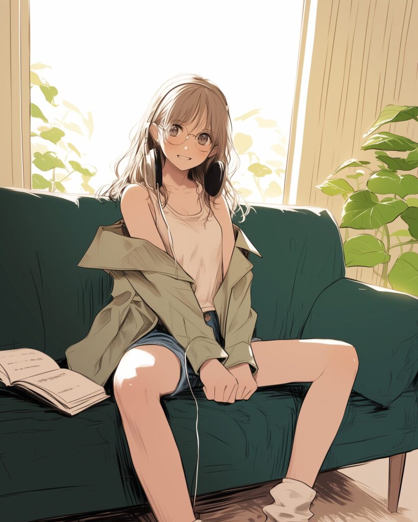 カフェで勉強女子０