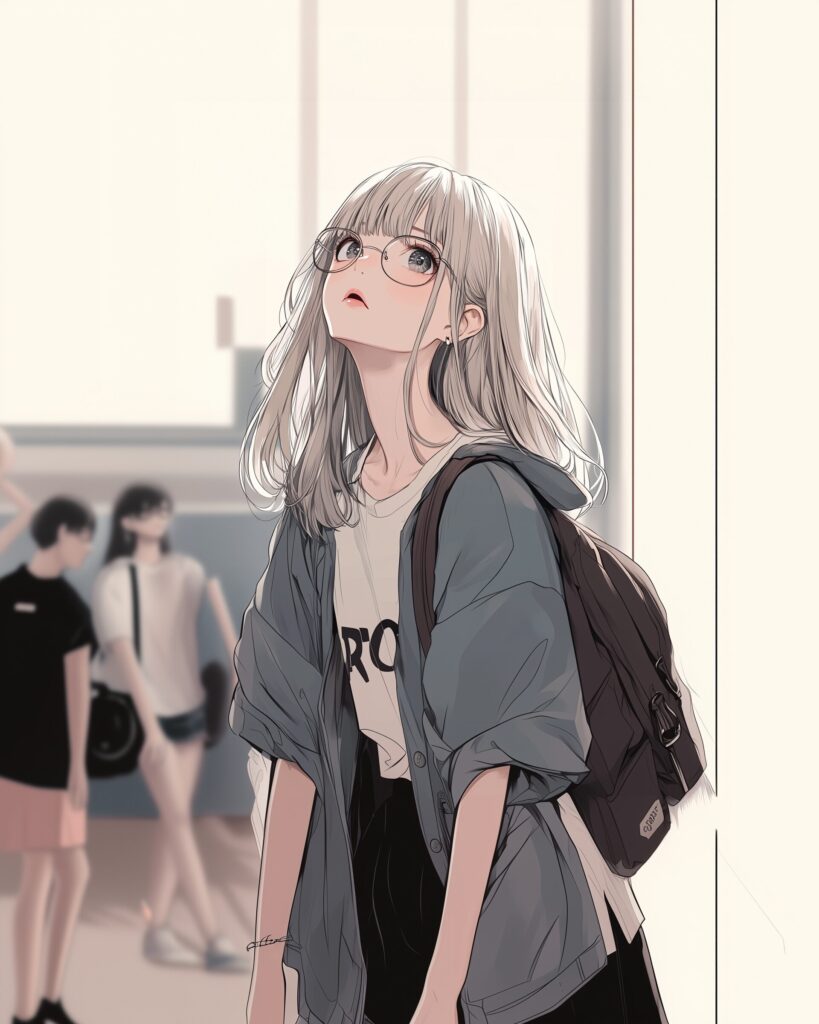 銀髪メガネ女子０