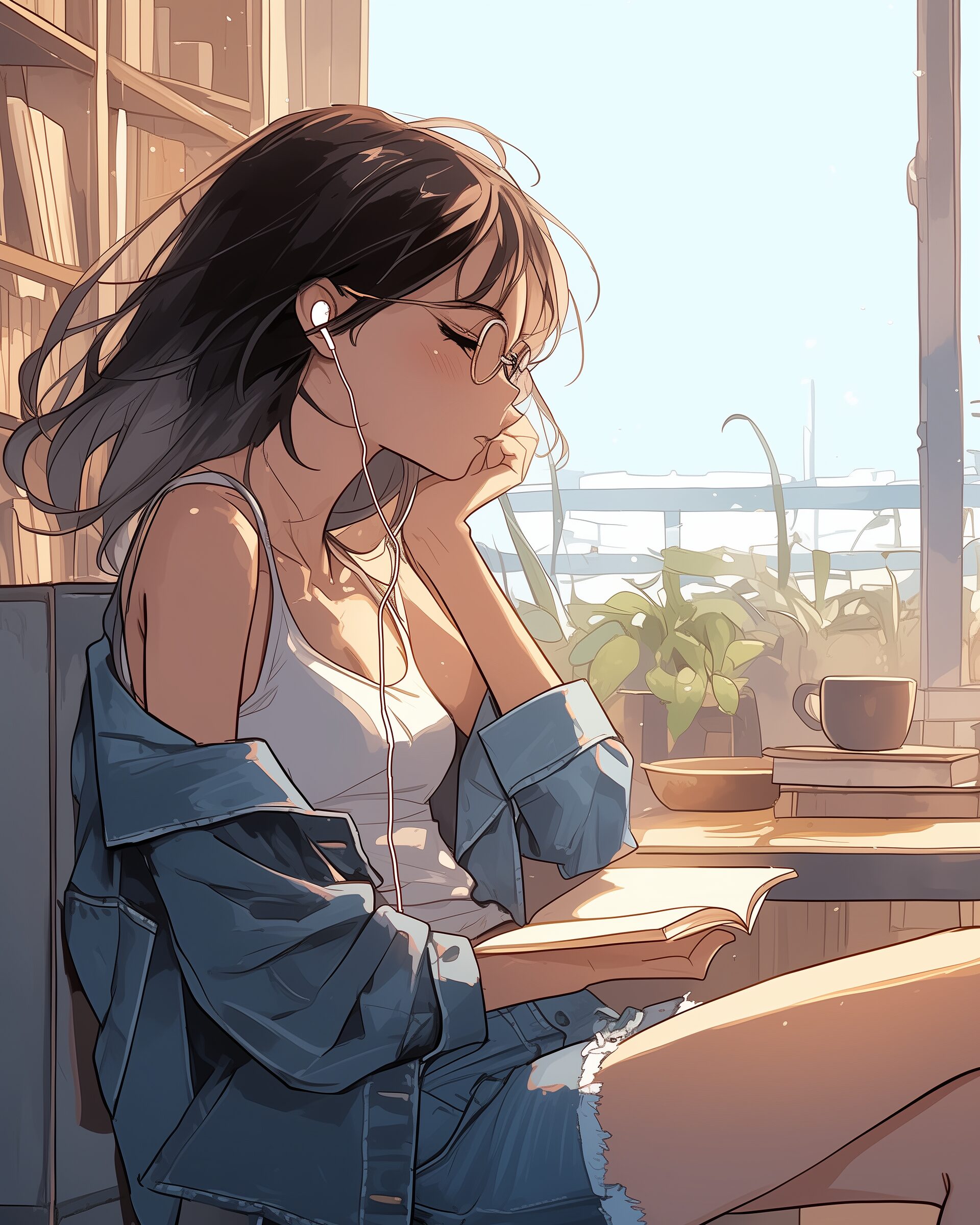 カフェで勉強女子１