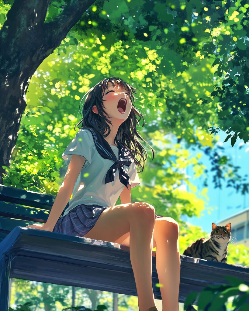 ベンチに座る女の子２