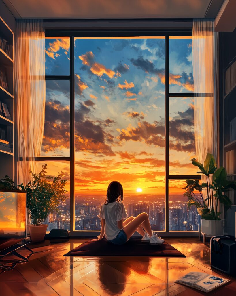 夕日女子２