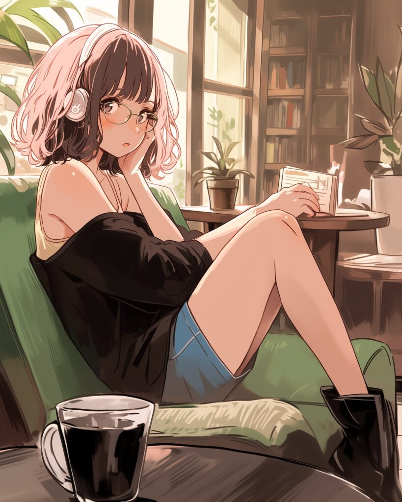 カフェで勉強女子１