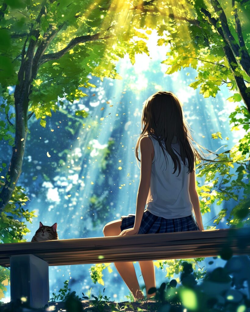 ベンチに座る女の子２