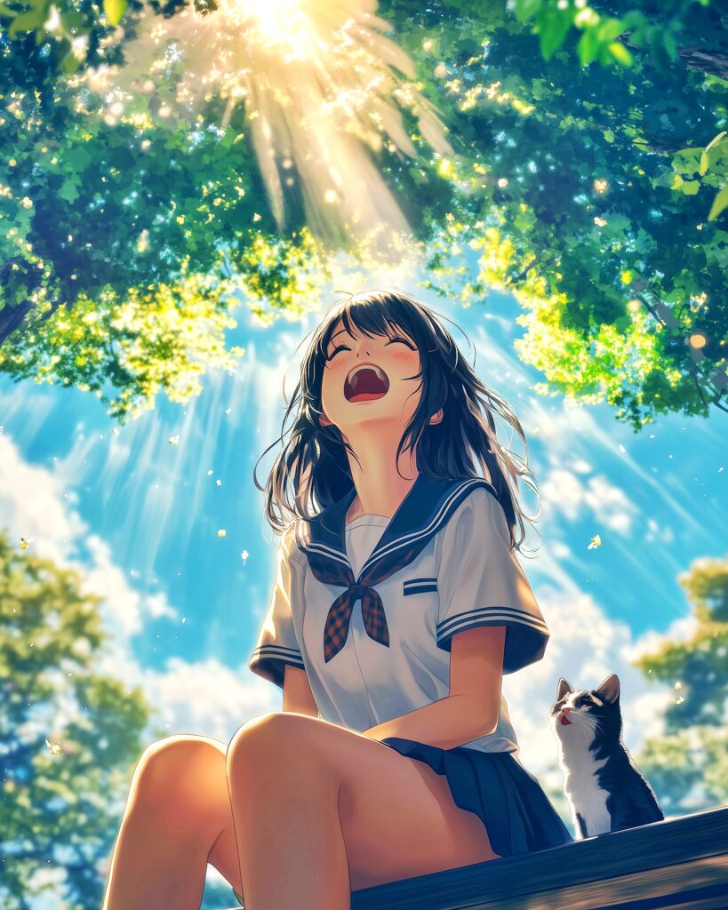 ベンチに座る女の子０