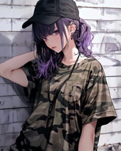 パープルヘア女子０