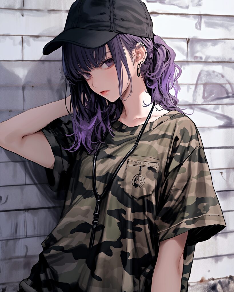 パープルヘア女子０