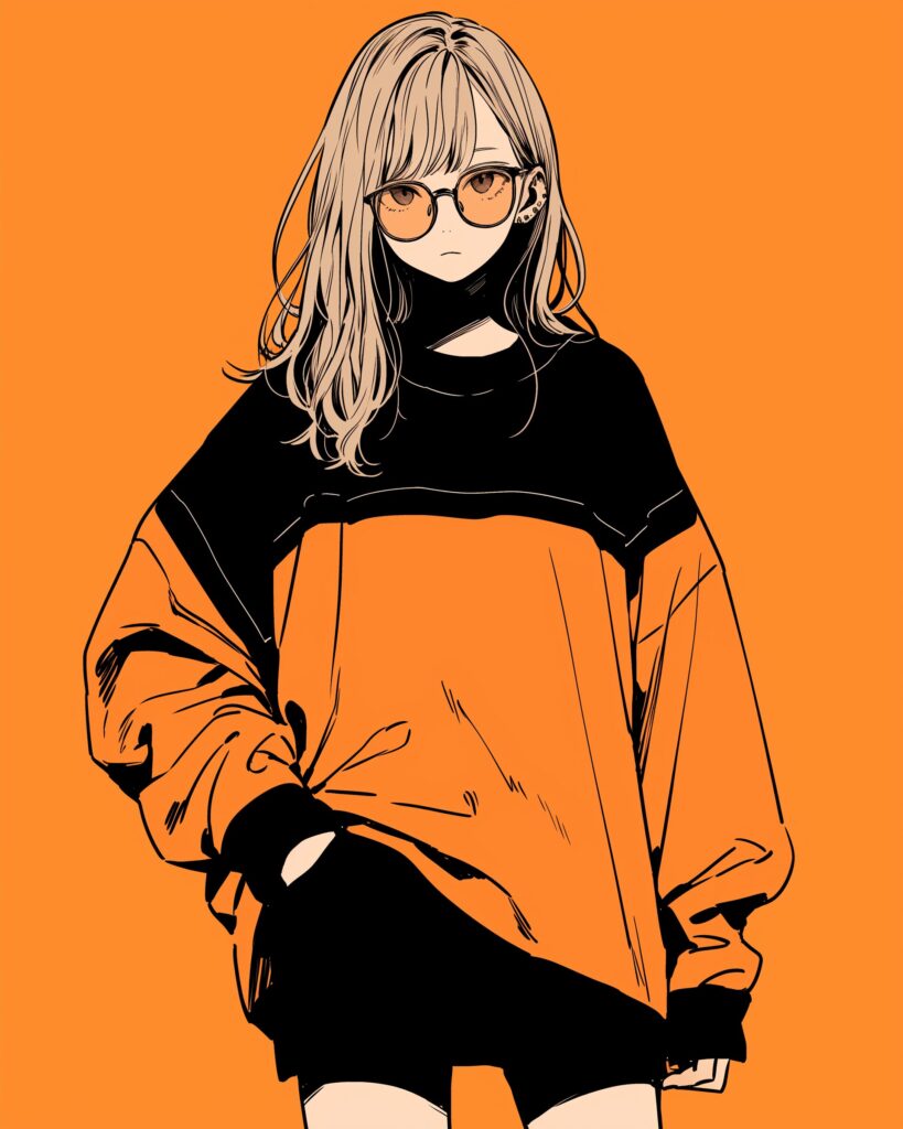 オレンジパーカー女子０