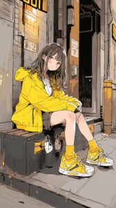 路地裏女子の壁紙０