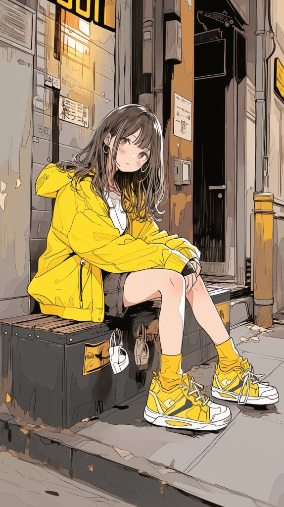 路地裏女子の壁紙０