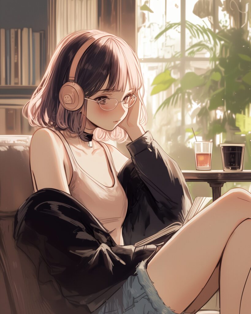 カフェで勉強女子０