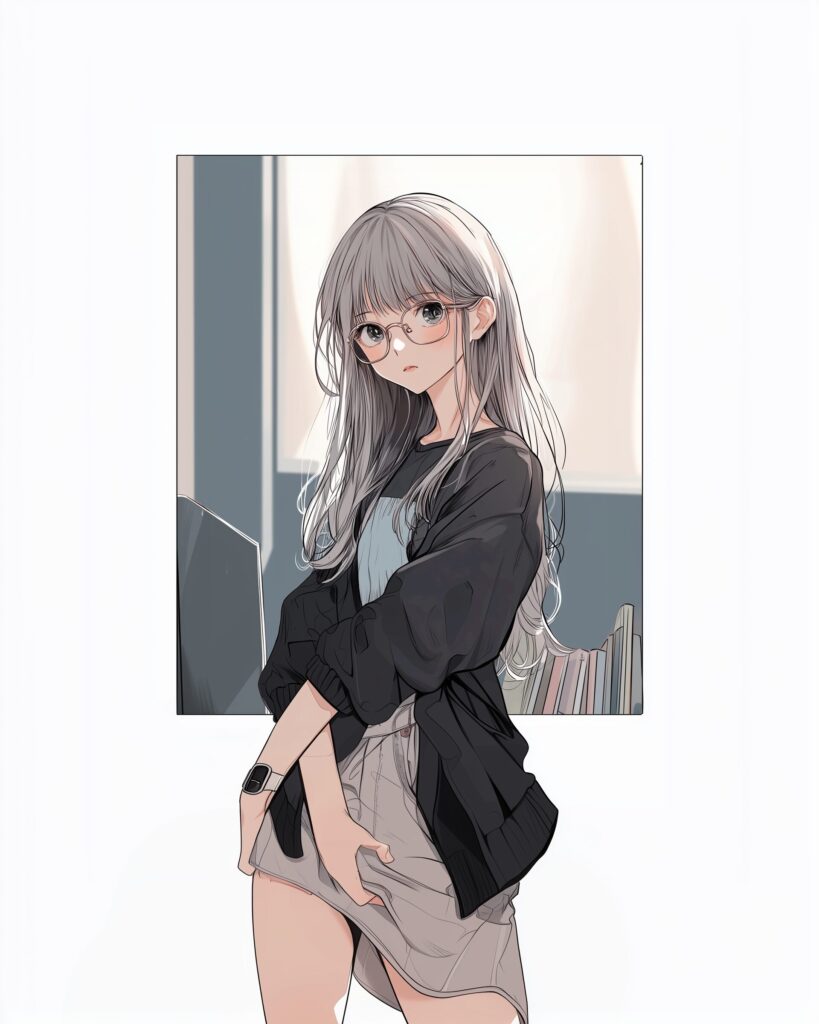 銀髪メガネ女子０
