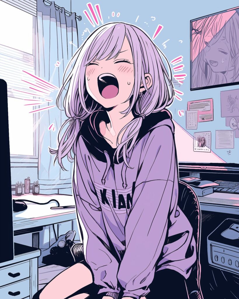 紫の驚き女子０