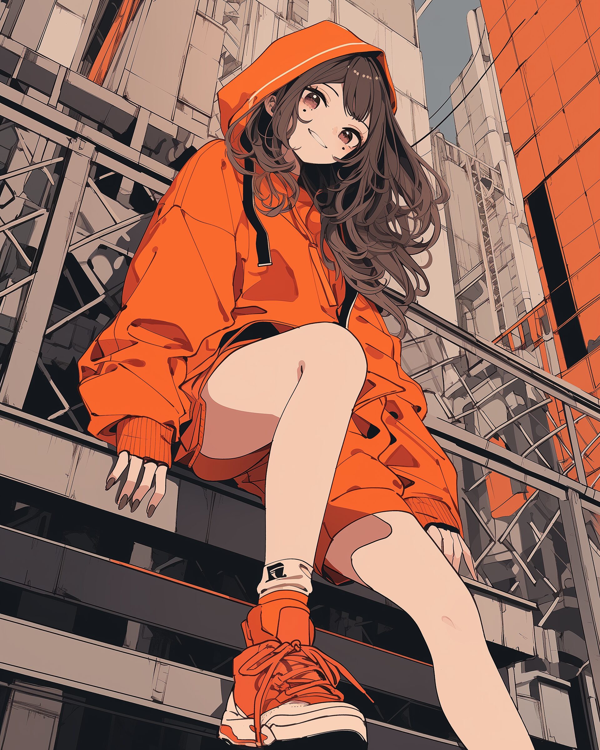 オレンジパーカー女子0
