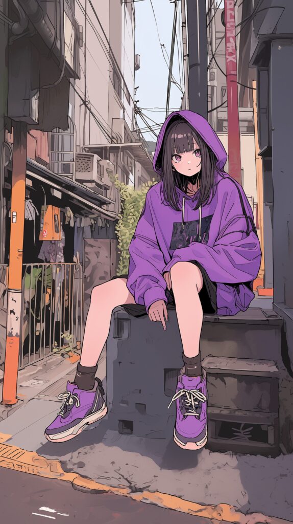 路地裏女子の壁紙０