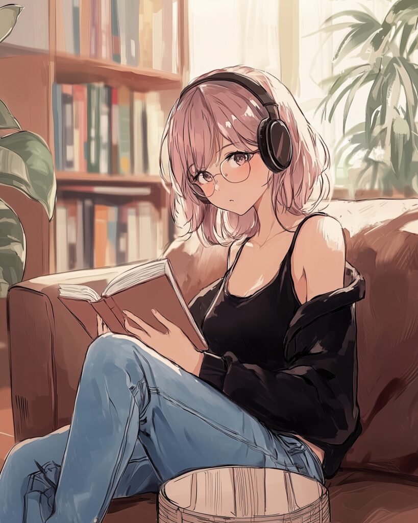 カフェで勉強女子０