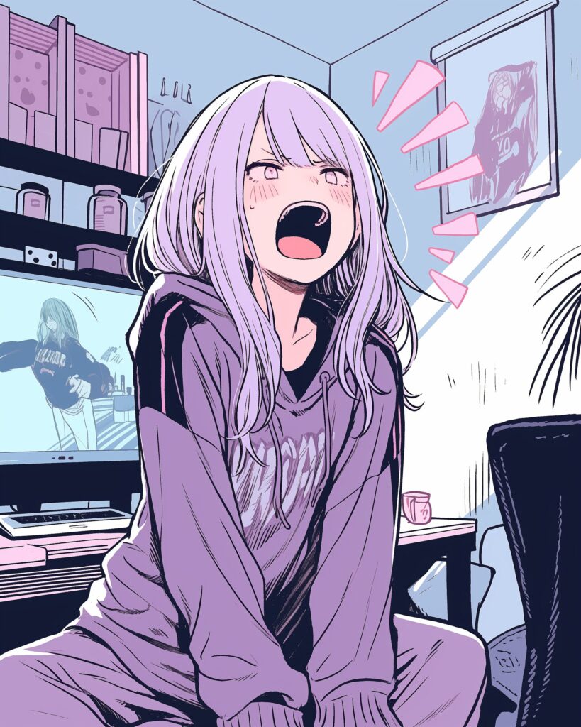 紫の驚き女子０