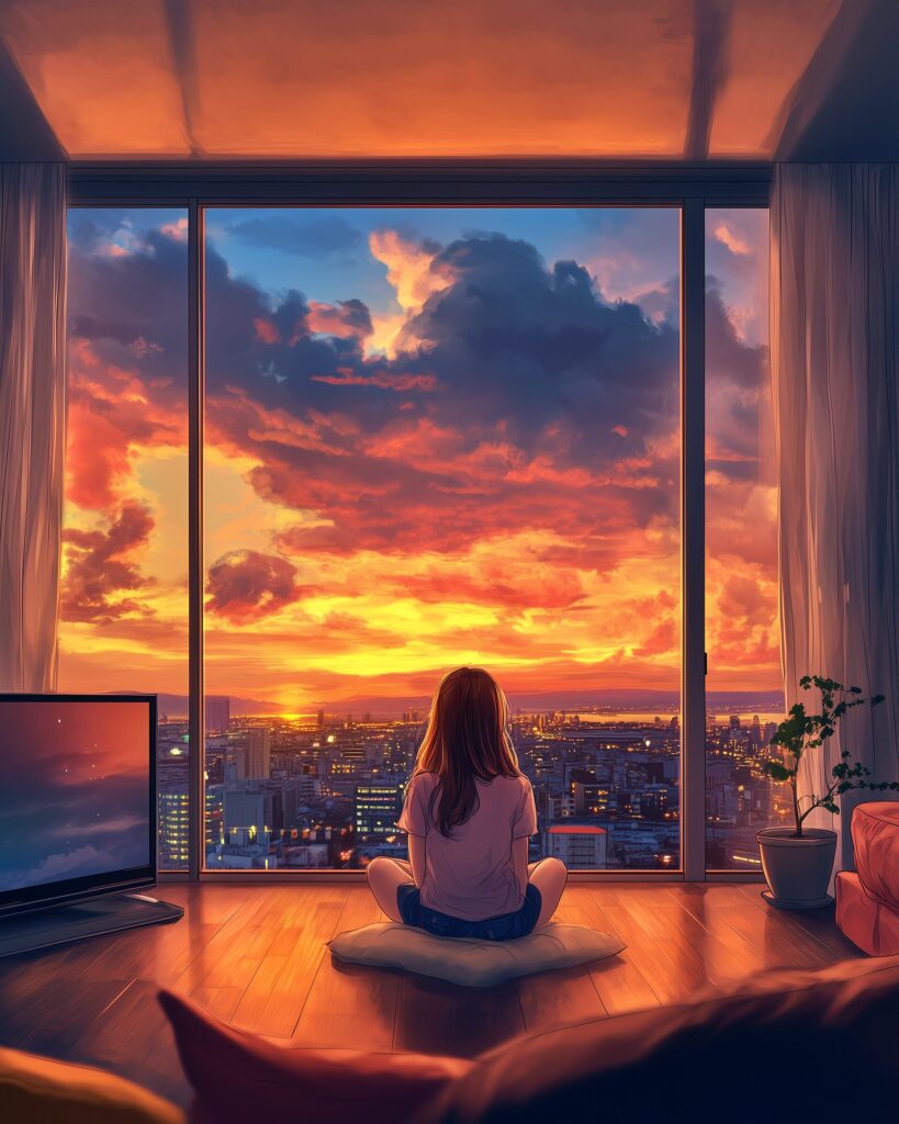 夕日女子２