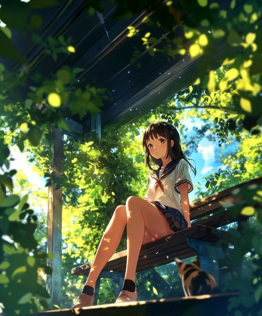 ベンチに座る女の子１