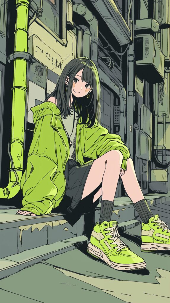 路地裏女子の壁紙０