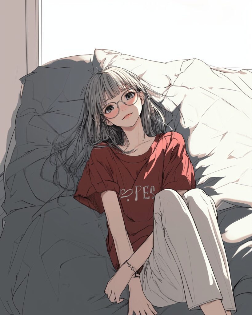 銀髪メガネ女子１