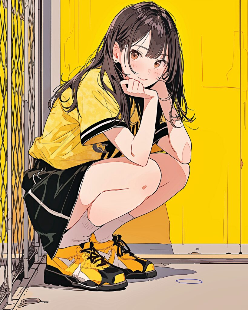 イエローTシャツ女子１