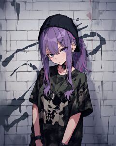 パープルヘア女子０