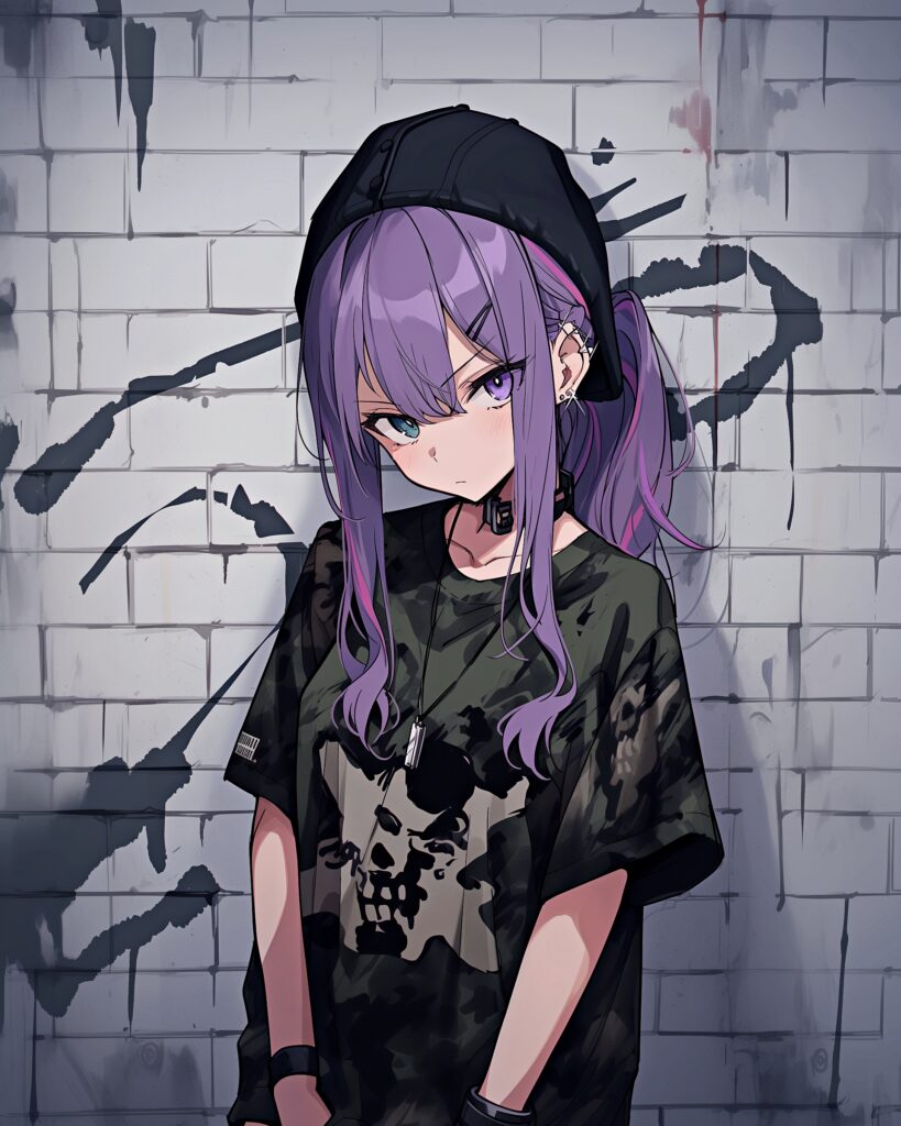 パープルヘア女子０