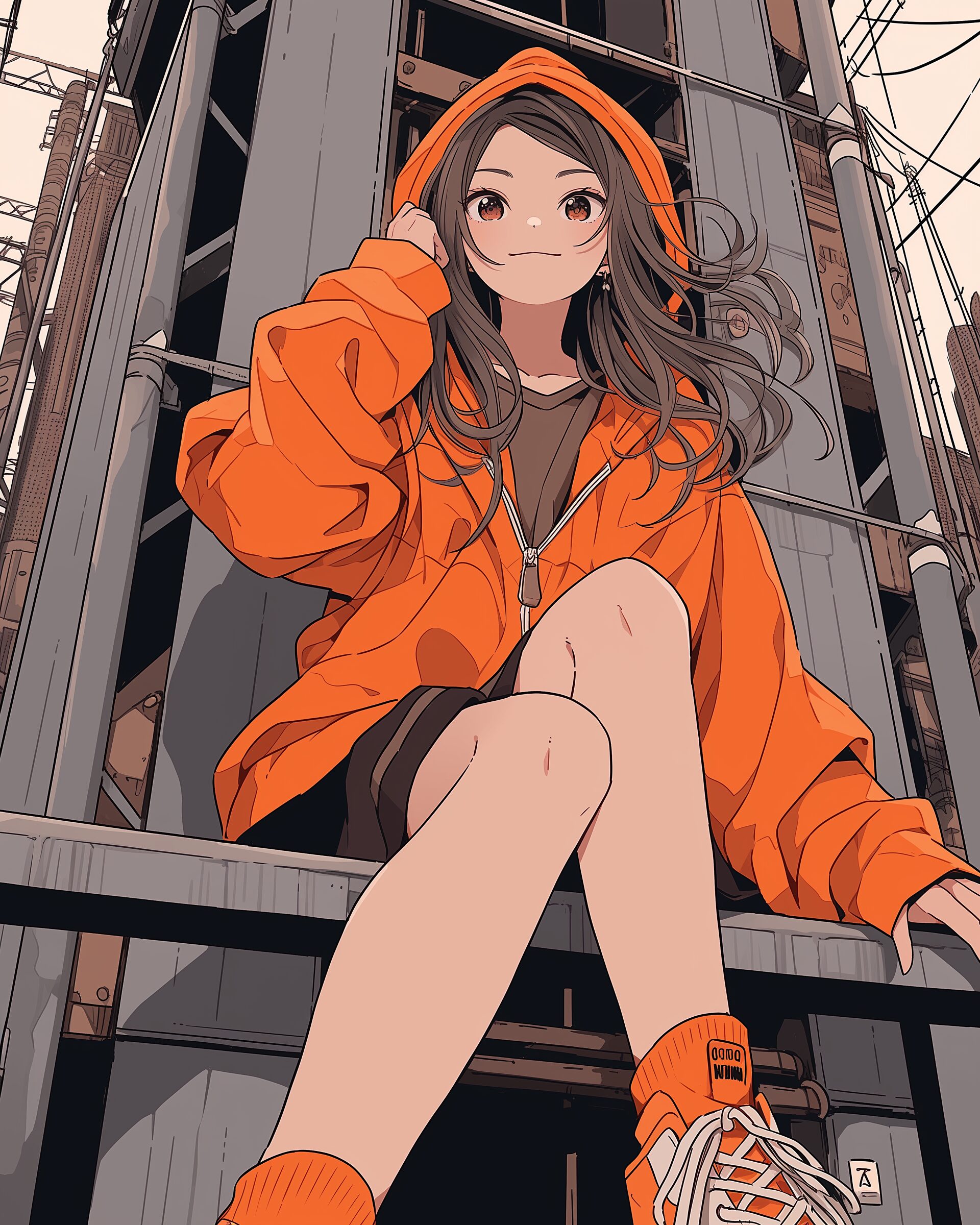 オレンジパーカー女子0