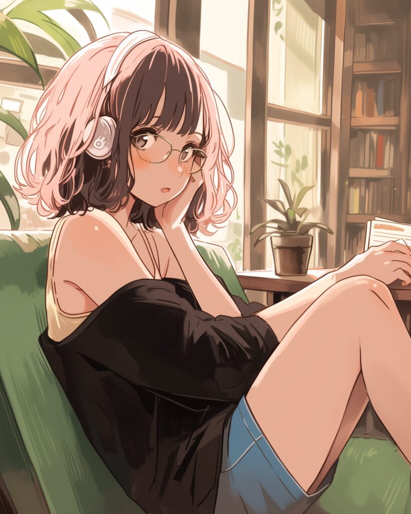 カフェで勉強女子０