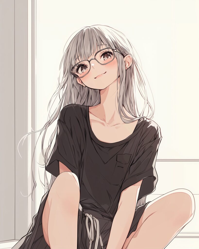銀髪メガネ女子０