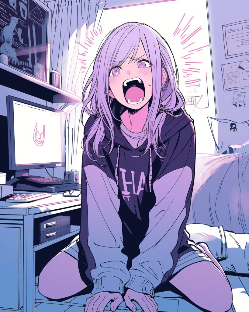 紫の驚き女子０