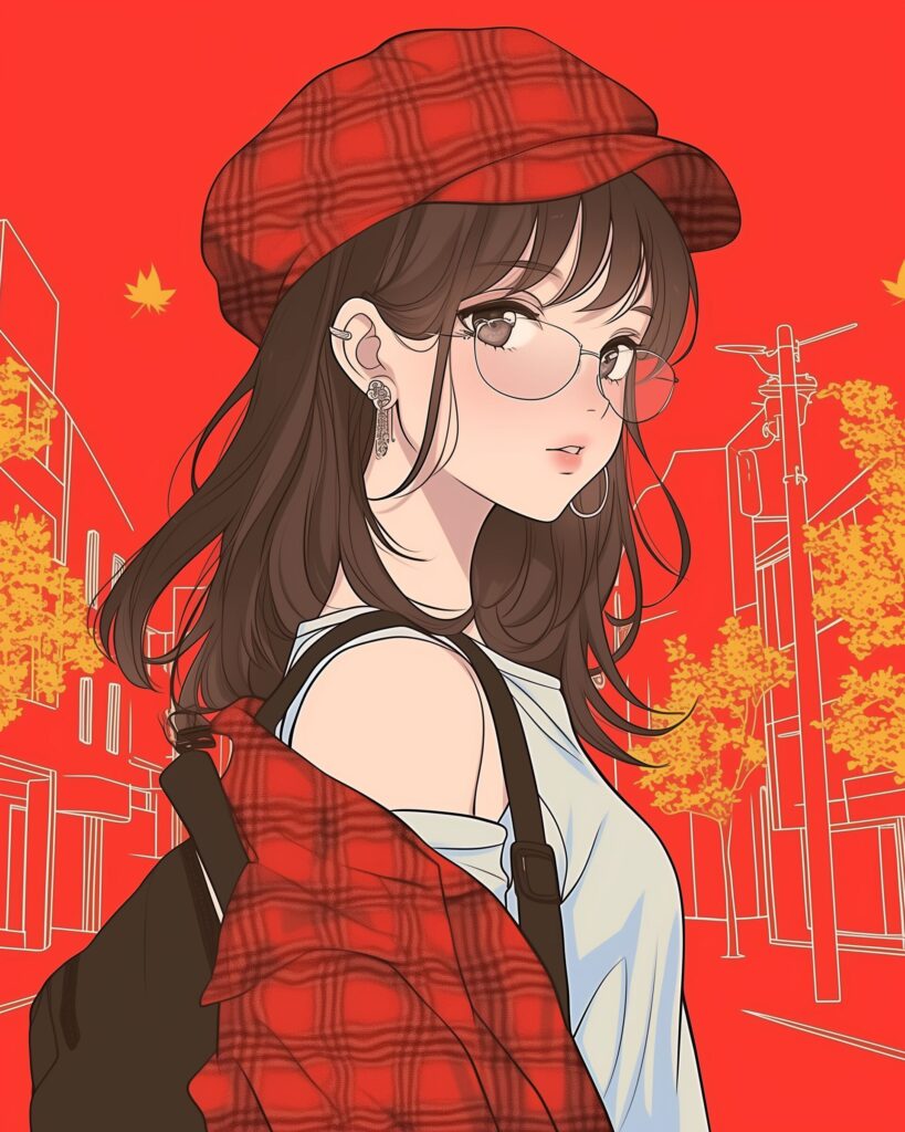 赤チェック女子０