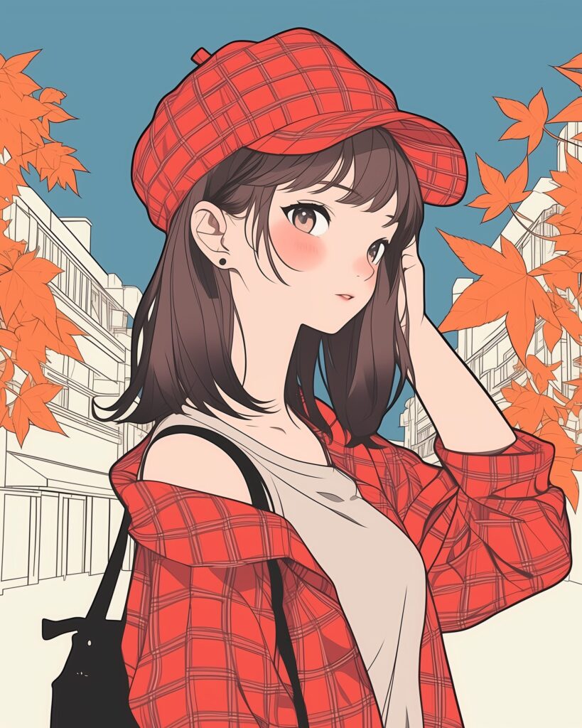 赤チェック女子０