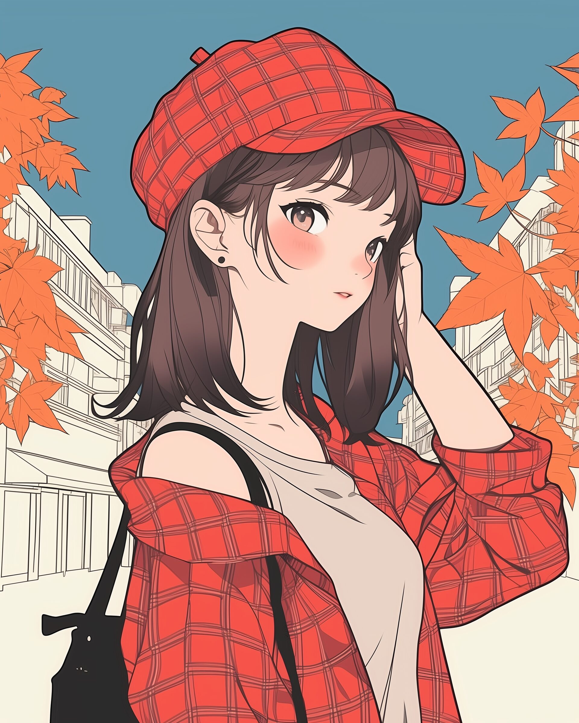 赤チェック女子０