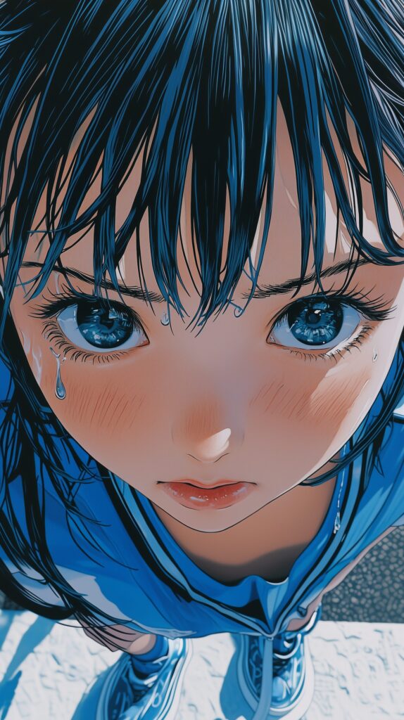 見上げる女子０