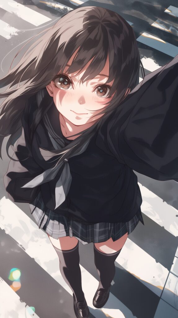 見上げる女子０