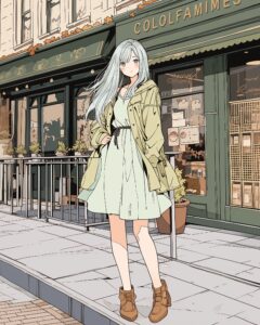 グリーンファッション全身０