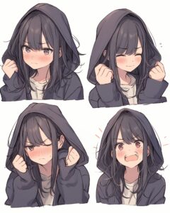 感情的パーカー女子０