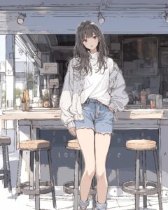 秋服ファッション女子１