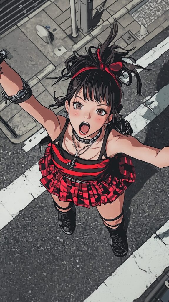 見上げる女子０