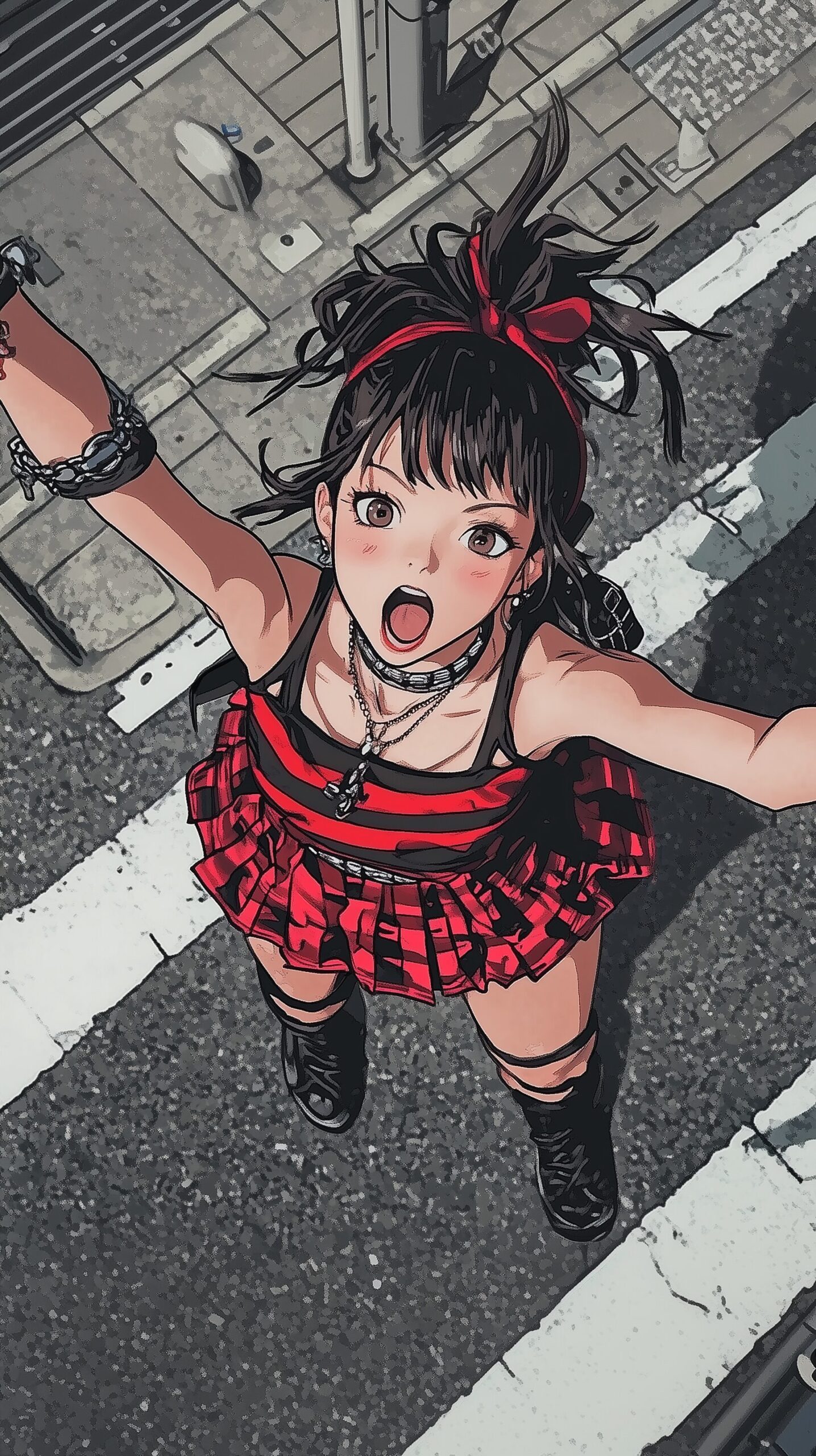 見上げる女子0