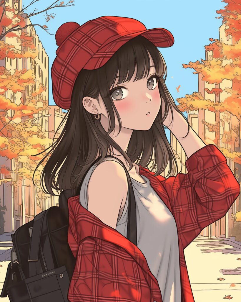 赤チェック女子０