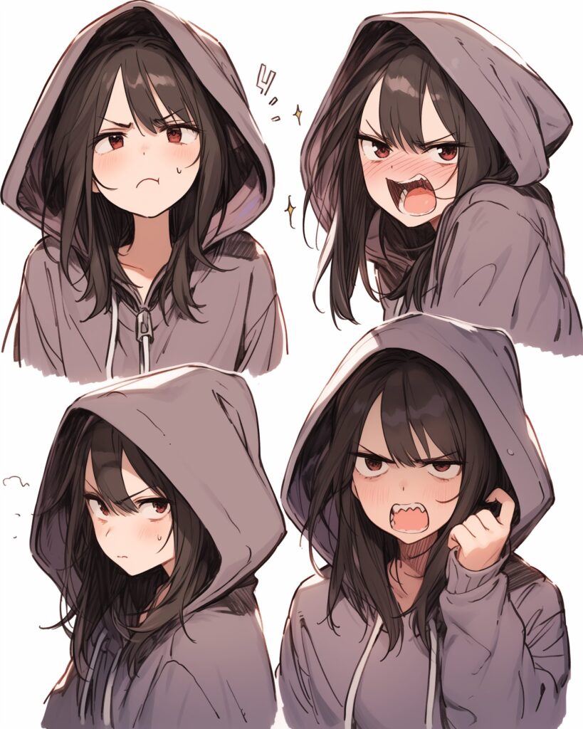 感情的パーカー女子０
