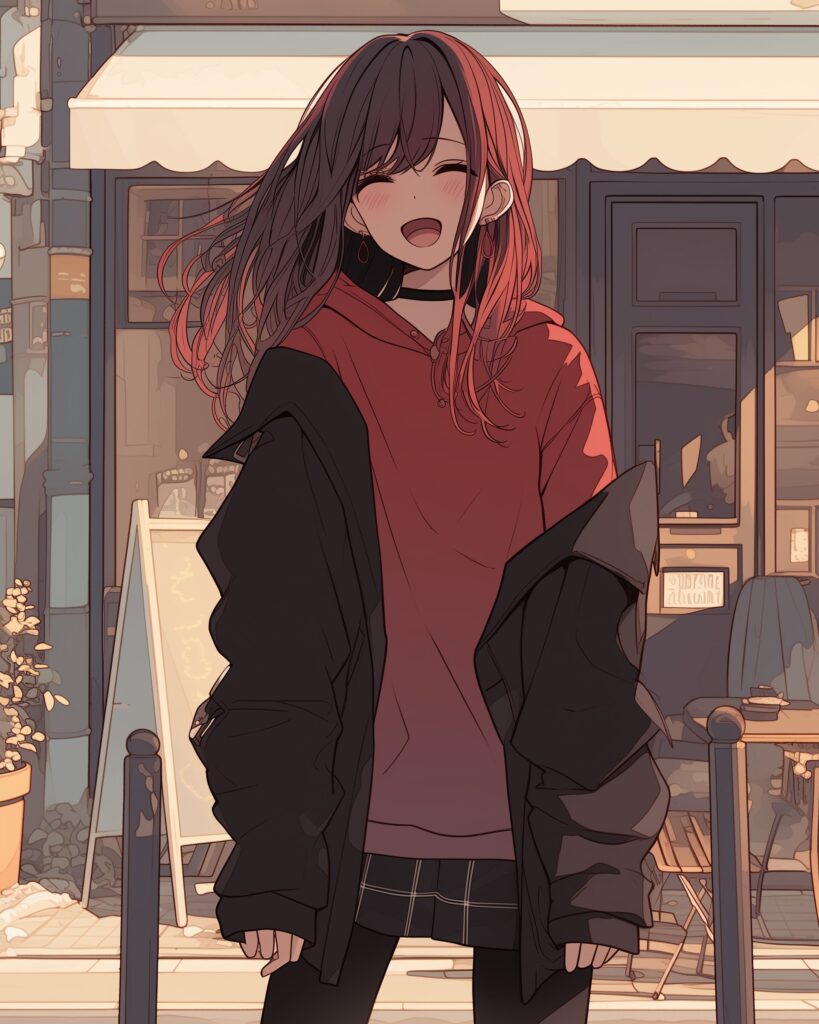 赤パーカー女子０