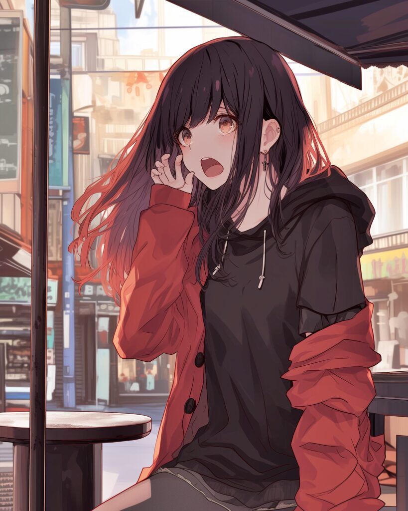 赤パーカー女子０