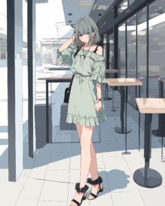 グリーンファッション全身０