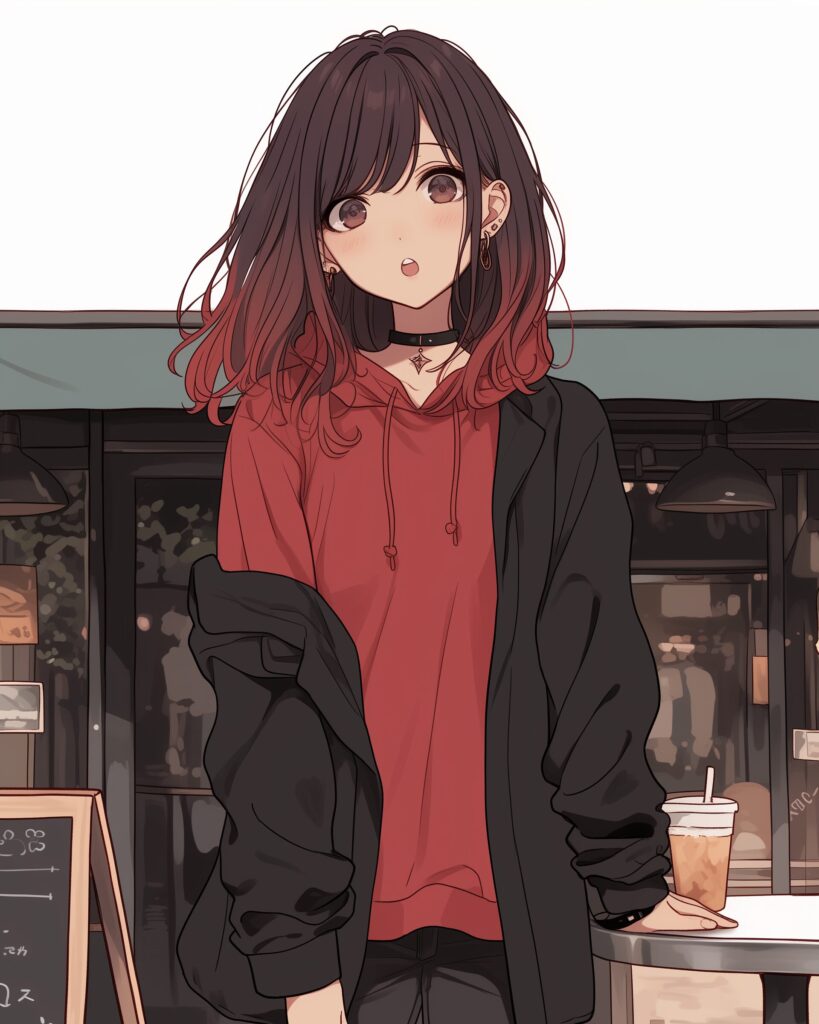 赤パーカー女子０
