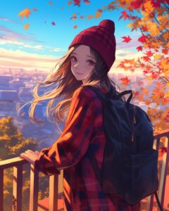 赤チェック女子０