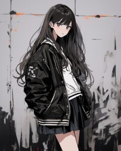 ブラックファッション女子０